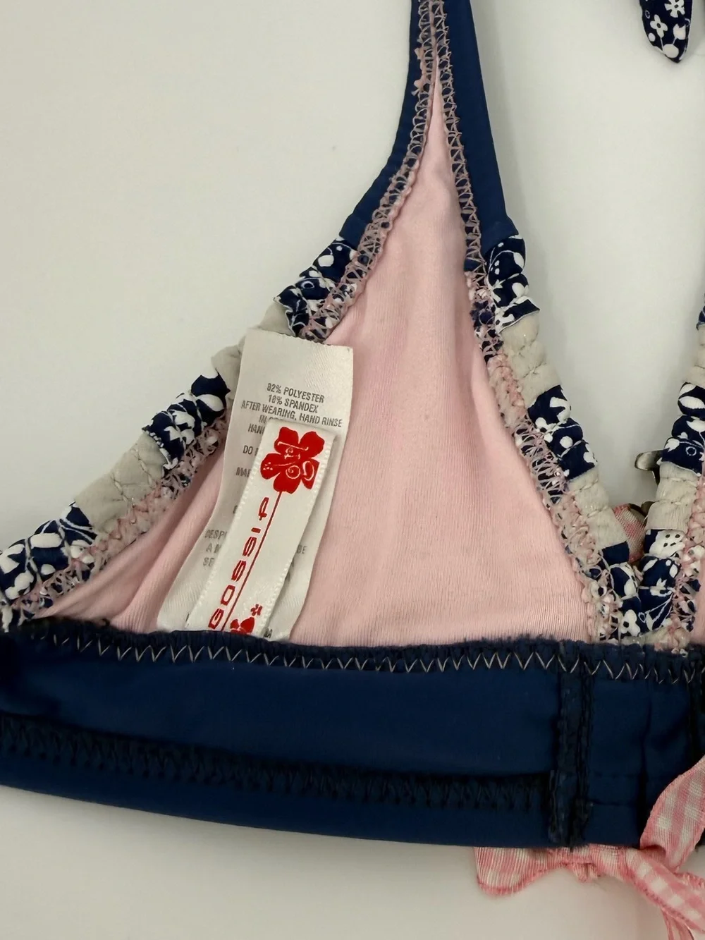 Gossip Girl Girl's Boho Ruffle Halter Bikini Top | Navy Multi | 5